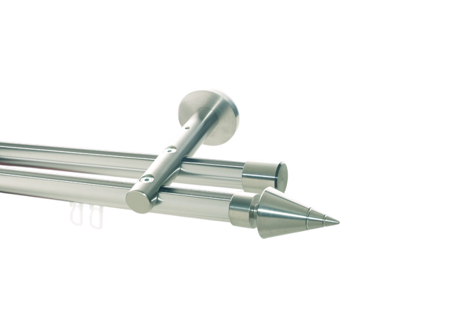 Gardinenstange Innenlaufsystem Edelstahl 20 mm Rillkegel doppel. Gardinenstange Innenlaufsystem Edelstahl 20 mm Rillkegel doppel.