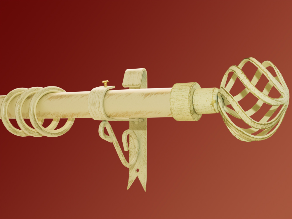 2378_0 Gardinenstange Eisen weiss-gold Konsolenträger