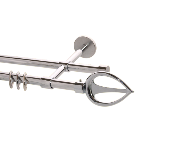 Gardinenstange Chrom glanz Design 16mm Modell Flamme Gardinenstange Chrom glanz Design 16mm Modell Flamme