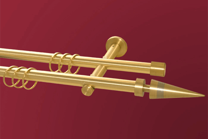 Gardinenstange Kegel bicolor 2-lfg Messing matt massiv 16 mm