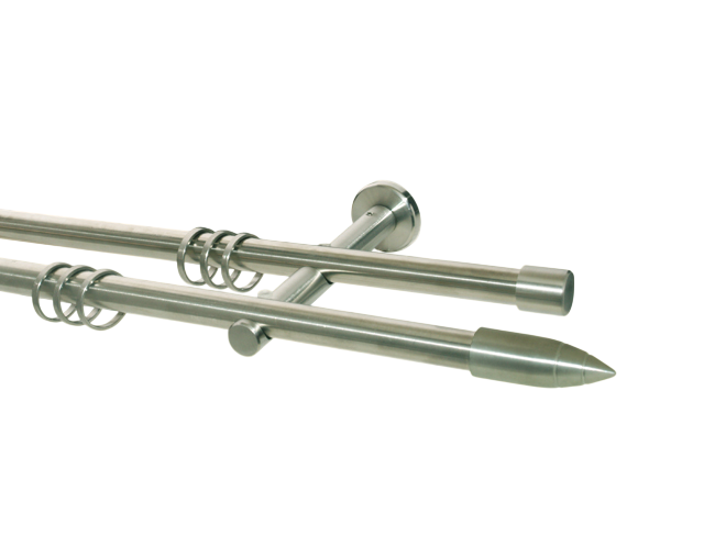 Gardinenstange Edelstahl Rundrohr 16mm Rillenpatrone doppelläufi Gardinenstange Edelstahl Rundrohr 16mm Rillenpatrone doppelläufi