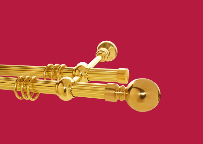 1518_0 Gardinenstange Messing 28mm Modell Ferdinand III kanneliert dopp