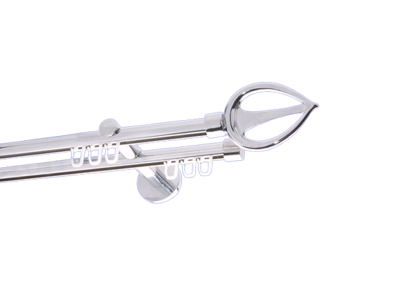 Gardinenstange Innenlauf Chrom glanz Design 16mm Modell Flamme