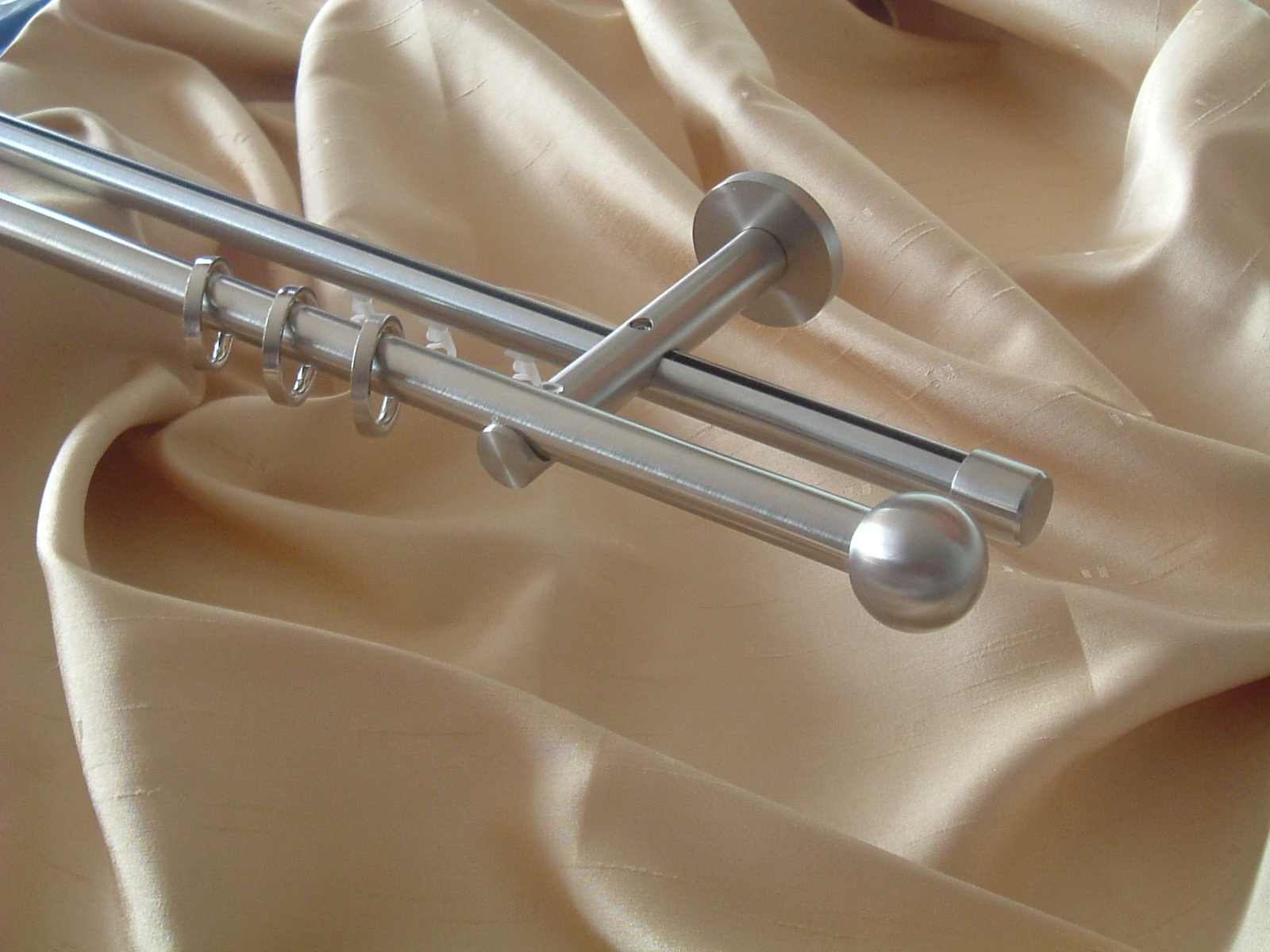 376_0 Gardinenstange Rundrohr/Innenlaufsystem 16mm Edelstahl Design Bo