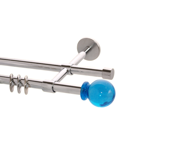 Gardinenstange Chrom glanz Design 16mm Modell Ozeanblau Gardinenstange Chrom glanz Design 16mm Modell Ozeanblau