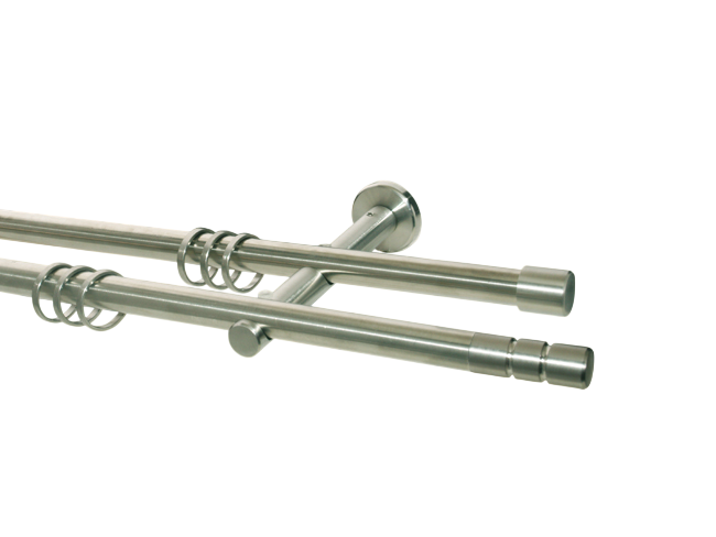 Gardinenstange Edelstahl Rundrohr 16mm Jolly doppelläufig