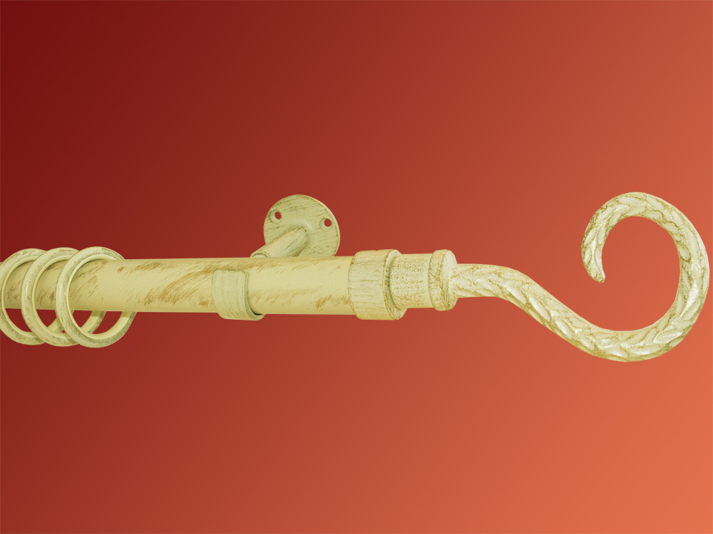 Gardinenstange 30mm Eisen weiß-gold Auflageträger
