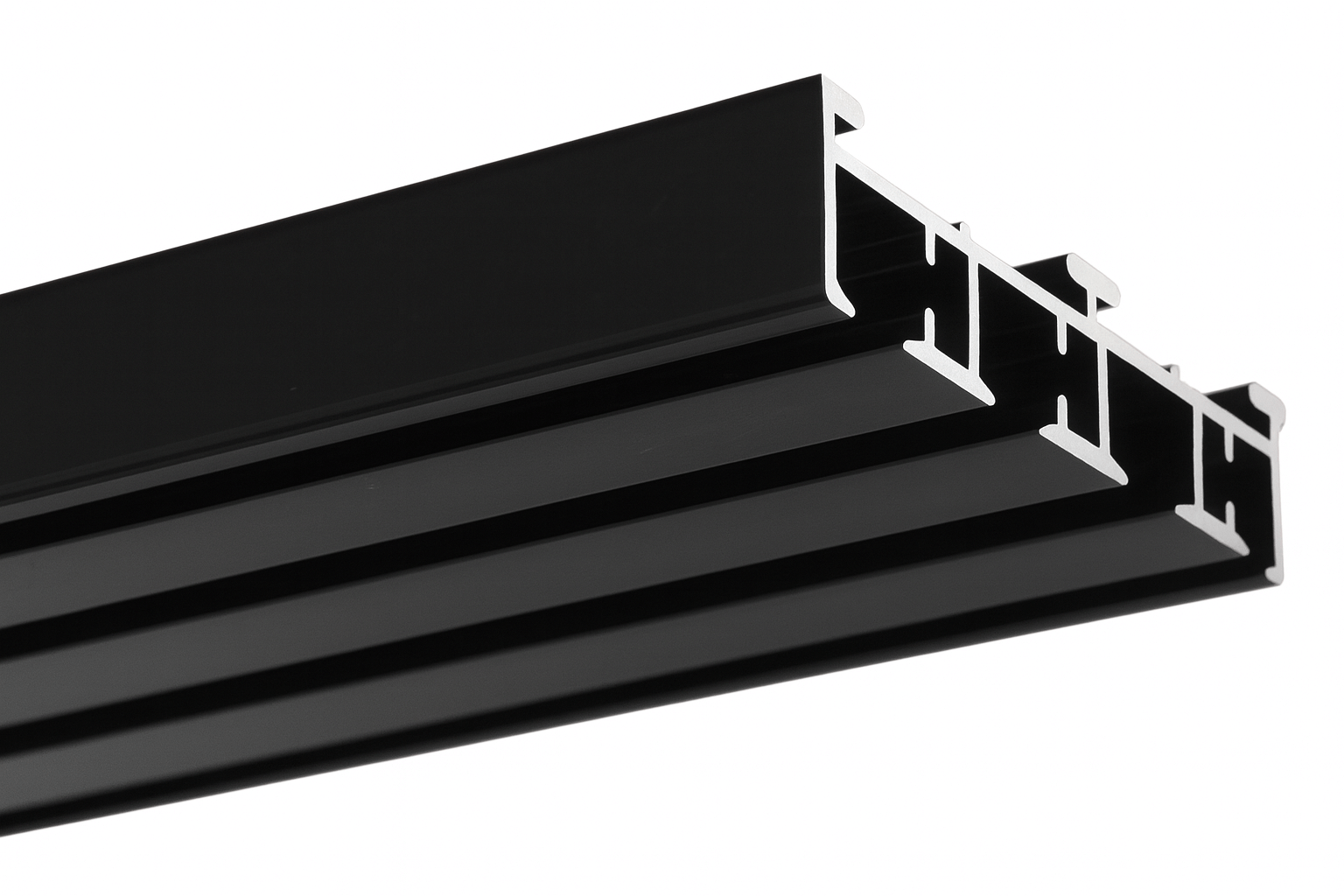 Gardinenschiene schwarz 4 läufig Modell 240 Gardinenschiene schwarz 4 läufig Modell 240