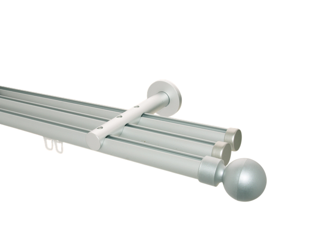 Gardinenstange Innenlaufsystem Silber Kunststoff Kugel 3lfg.