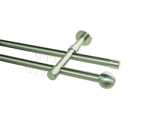 Gardinenstange Innenlaufsystem Edelstahl 16 mm Rillenkugel dppl. Gardinenstange Innenlaufsystem Edelstahl 16 mm Rillenkugel dppl.