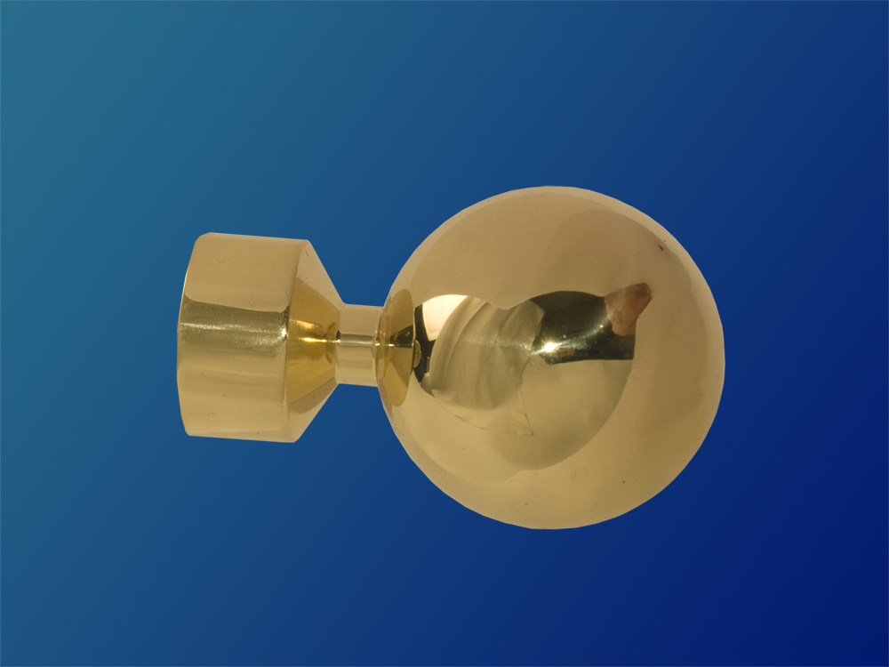 2451_0 Endstück Modell Kugel Messing glanz massiv für 30mm Gardinenstangen