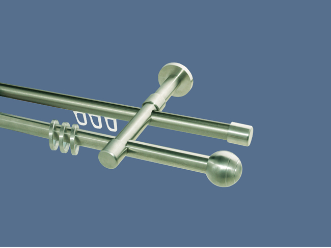 Gardinenstange Rundrohr/Innenlauf Edelstahl 16 mm Rillenkugel
