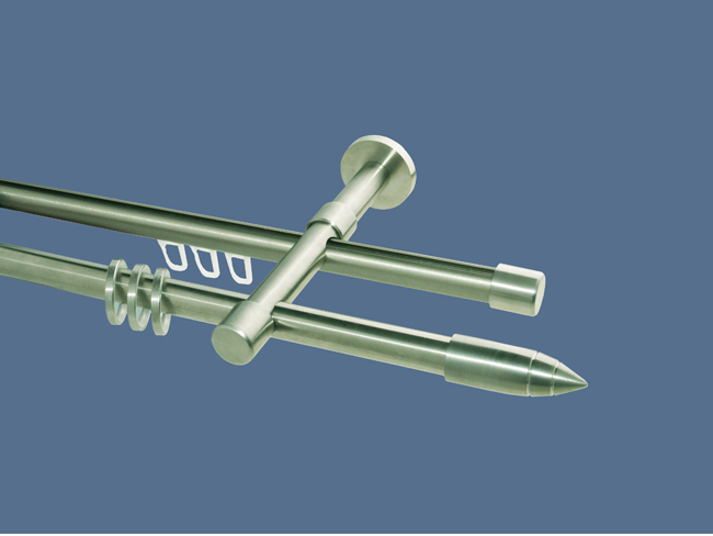 Gardinenstange Rundrohr/Innenlauf Edelstahl 16 mm Rillenpatrone