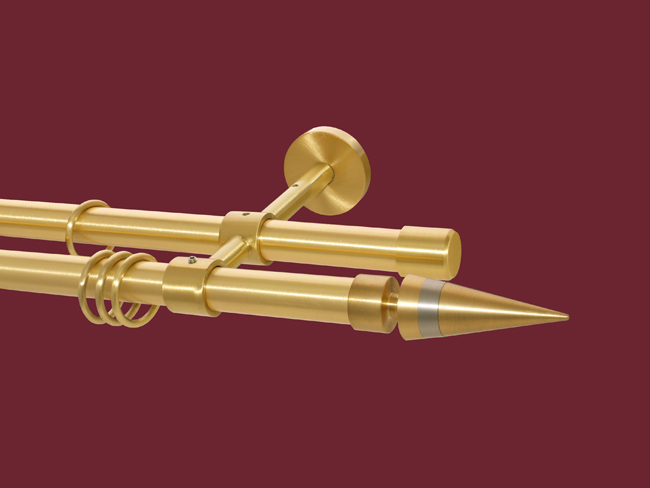 1737_0 Gardinenstange Messing matt doppel. 20 mm Modell Kegel Excl. Trä