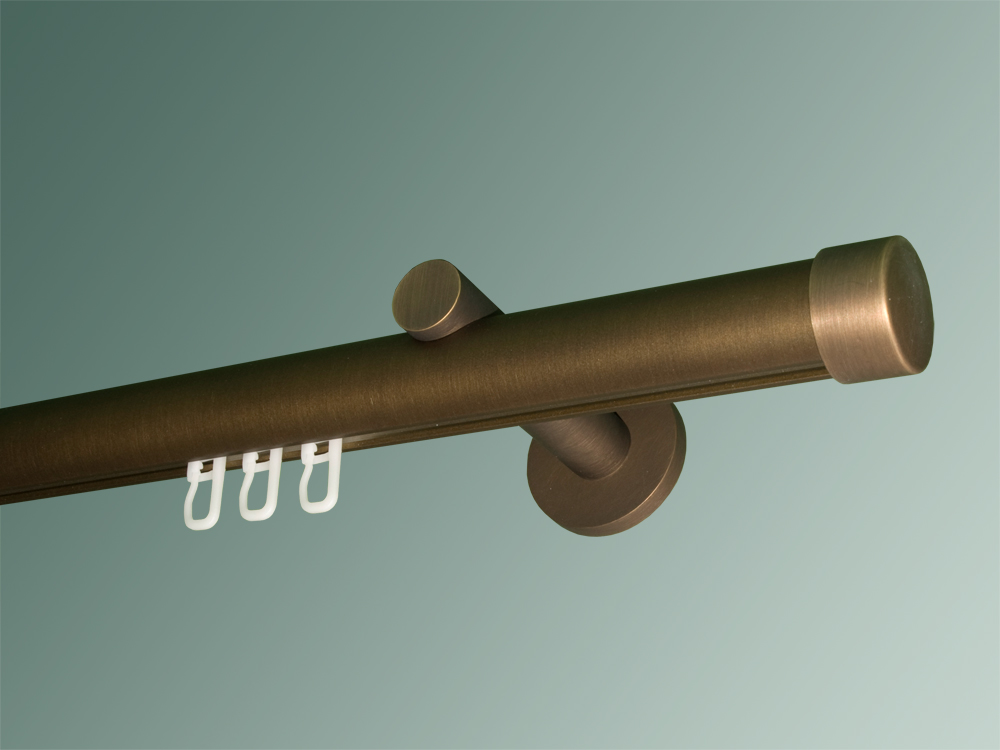 2480_0 Gardinenstange Messing antik bronziert 28 mm Innenlauf Kappe
