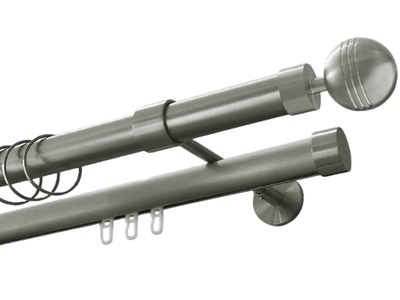 Gardinenstange Edelstahl Rundrohr-Innenlauf 28-28mm Modell Kugel