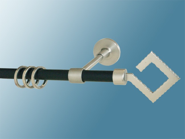 2252_0 Gardinenstange schwarz/Edelstahloptik 16 mm Modell Lisa