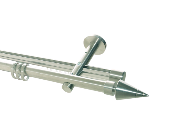 Gardinenstange Rohr/Innenlauf Edelstahl 20 mm Rillkegel doppel.