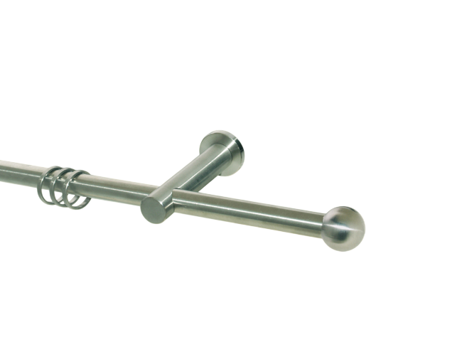 Gardinenstange Edelstahl Rundrohr 16mm Kugel Träger geschl.