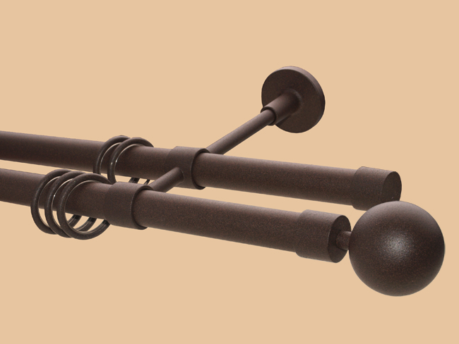 Gardinenstange 2-läufig 20 mm Rost-Design