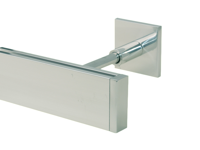 Gardinenstange eckig chrom Innenlauf 1lfg. Hochkant 50mm x18mm Gardinenstange eckig chrom Innenlauf 1lfg. Hochkant 50mm x18mm