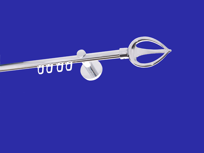 1093_0 Gardinenstange Innenlauf Chrom glanz Design 16mm Modell Flamme