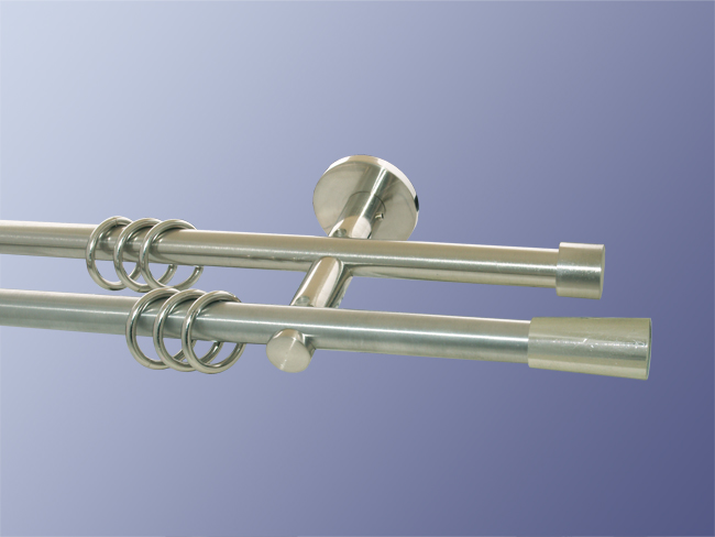 136_0 Gardinenstange Nickel doppell. geb. 16 mm Mallorca