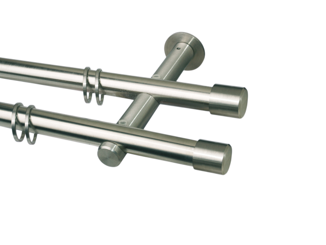 Gardinenstange Edelstahl 20 mm Kappe doppelläufig