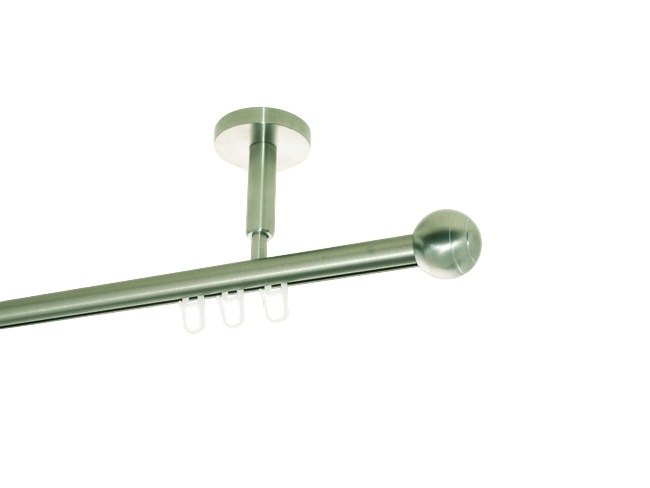 Gardinenstange Deckenträger V2A/Innenlauf 16mm Rillenkugel 1lfg. Gardinenstange Deckenträger V2A/Innenlauf 16mm Rillenkugel 1lfg.