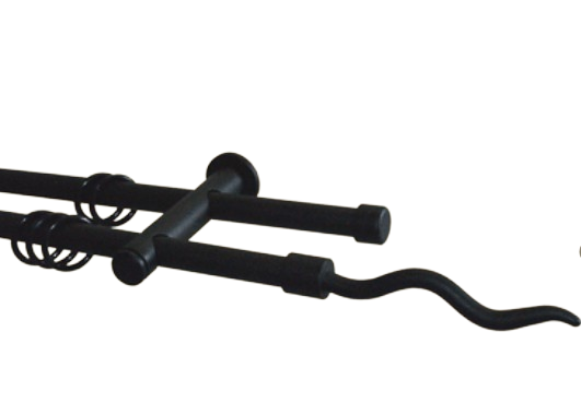 Gardinenstange Eisen Metall schwarz 16mm 2-lfg Modell Christiana Gardinenstange Eisen Metall schwarz 16mm 2-lfg Modell Christiana