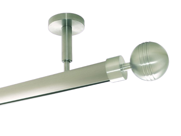 Gardinenstange Innenlauf Edelstahl 28 mm Rillenkugel mit Deck.