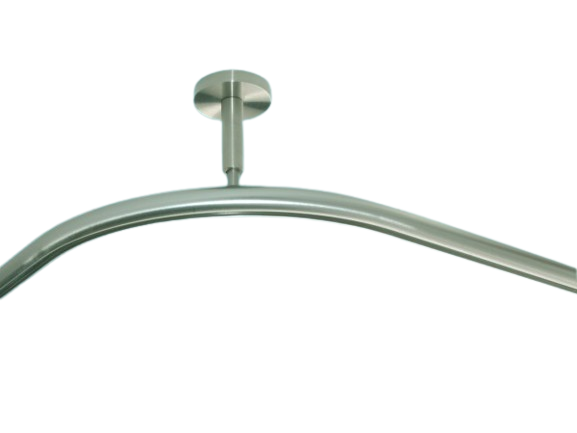 Duschvorhangstange über Eck gebogen Edelstahl 20 mm kurz 7,5 cm