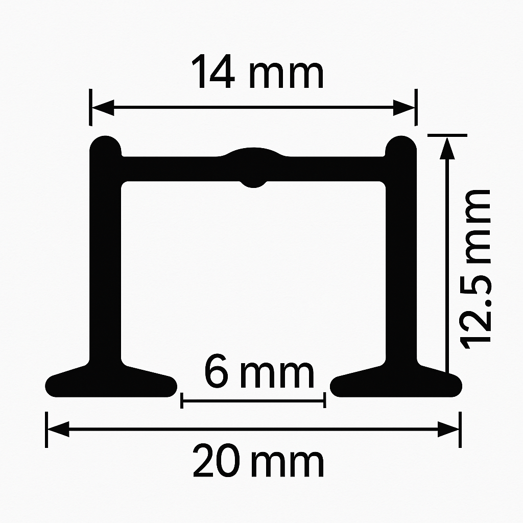 Bogen für Gardinenschiene Einputzschiene 20 mm x 12,5 mm Modell 100 1-läufig