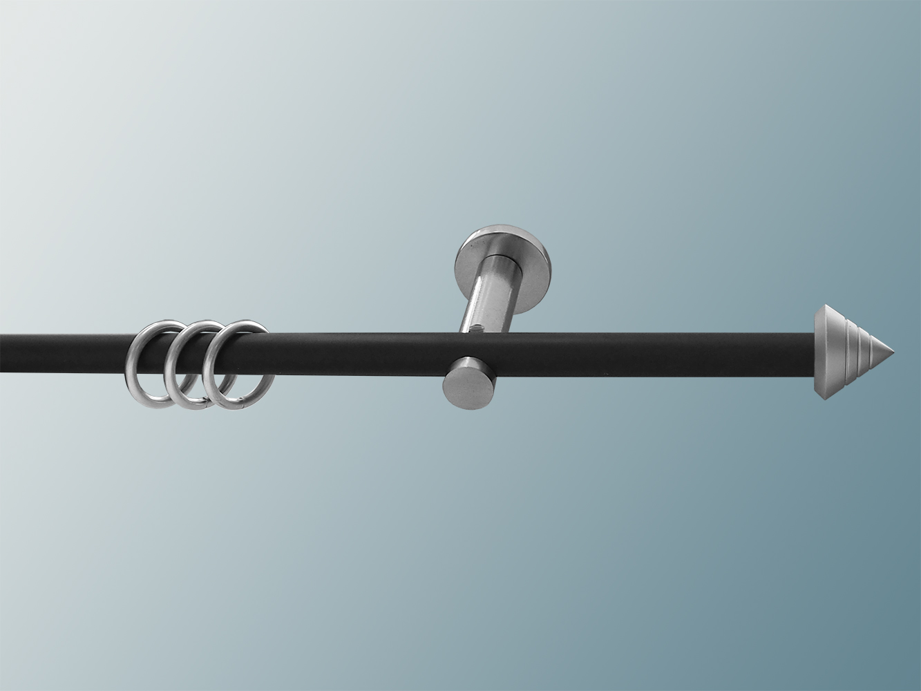 2627_0 Gardinenstange Nickel schwarz/Edelstahloptik 16 mm Modell Rillen