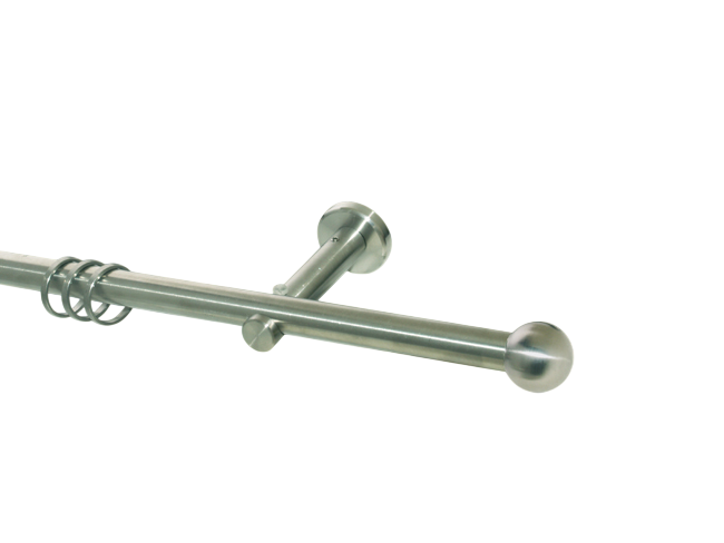 Gardinenstange Edelstahl Rundrohr 16mm Kugel einl.