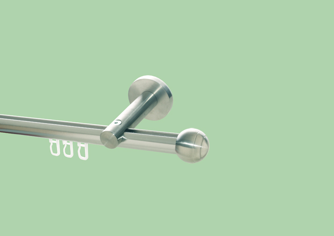 Gardinenstange Edelstahl Innenlauf 20mm kleine Kugel gerillt