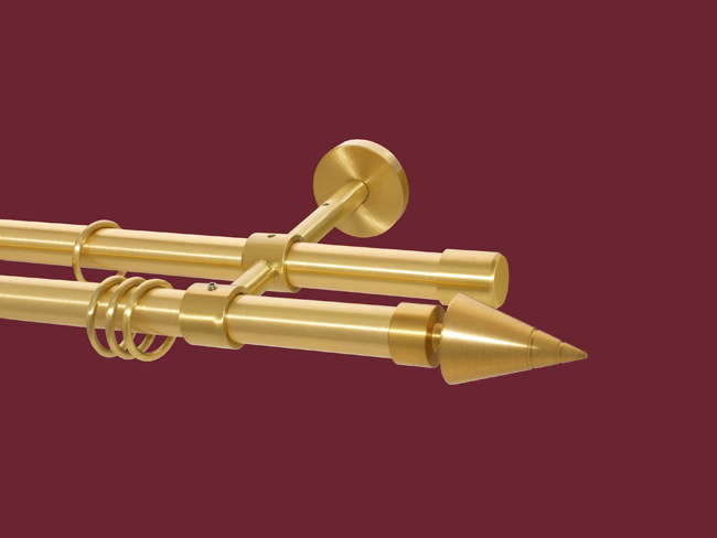 Gardinenstange Messing matt doppel. 20 mm Modell Rillenkegel Trä