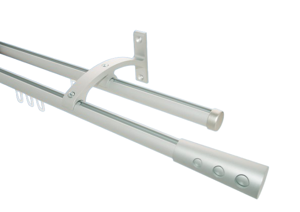 Gardinenstange Aluminium Silber Zylinder gelocht 2lfg Gardinenstange Aluminium Silber Zylinder gelocht 2lfg