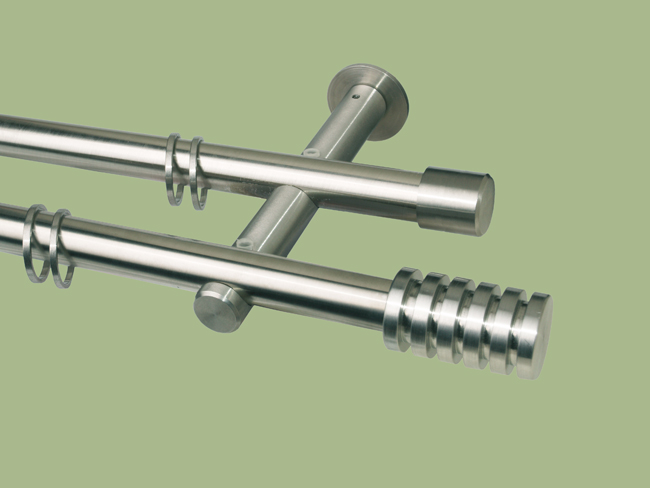 1425_0 Gardinenstange Edelstahl 20 mm Rillcuppe doppl.