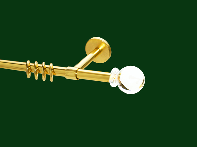 989_0 Gardinenstange Messing glanz Design 16mm Modell Glasklar