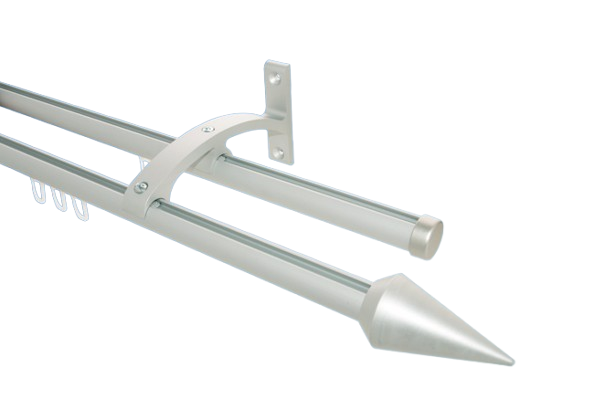 Gardinenstange Aluminium Silber Metall Kegel 2lfg