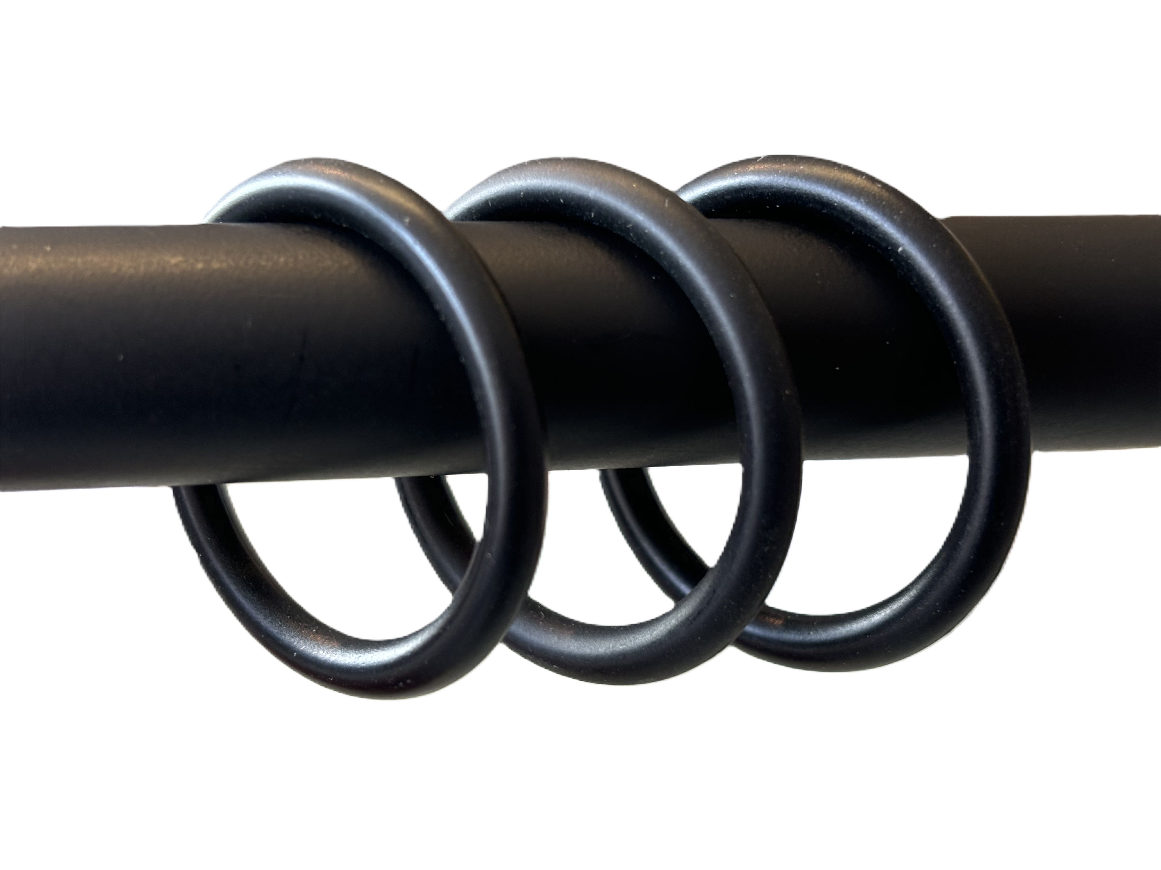 16-20mm-Ringe-schwarz Gardinenringe schwarz fuer 16mm und 20mm Stangen incl. Faltenlegehaken