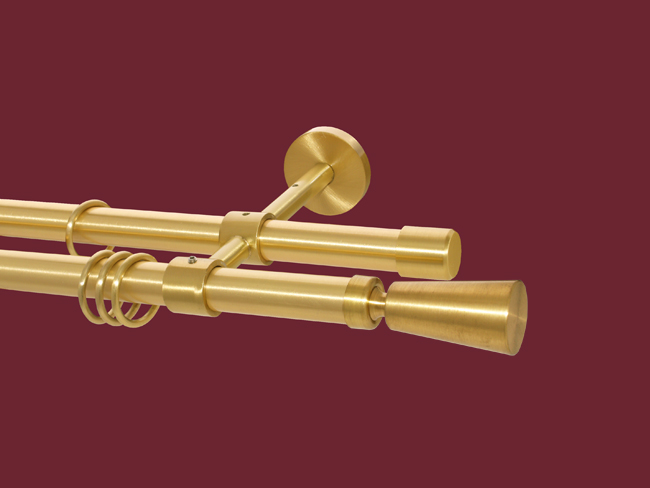 1742_0 Gardinenstange Messing matt doppel. 20 mm Modell Trapez Träger g