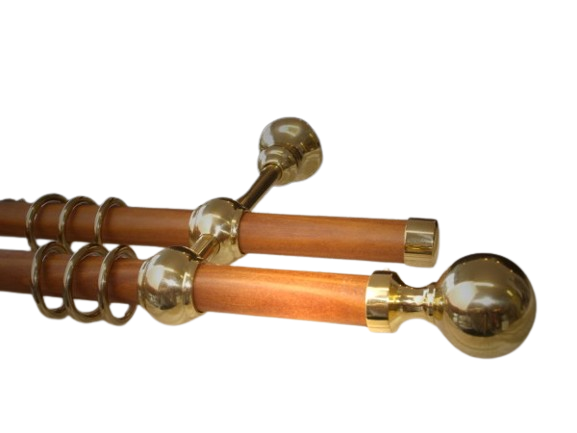 Gardinenstange dppl. Holz Messing 30 mm Franz.III Gardinenstange dppl. Holz Messing 30 mm Franz.III