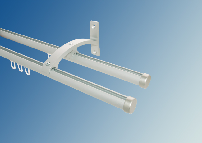 Gardinenstange Aluminium Silber Kappe 2lfg