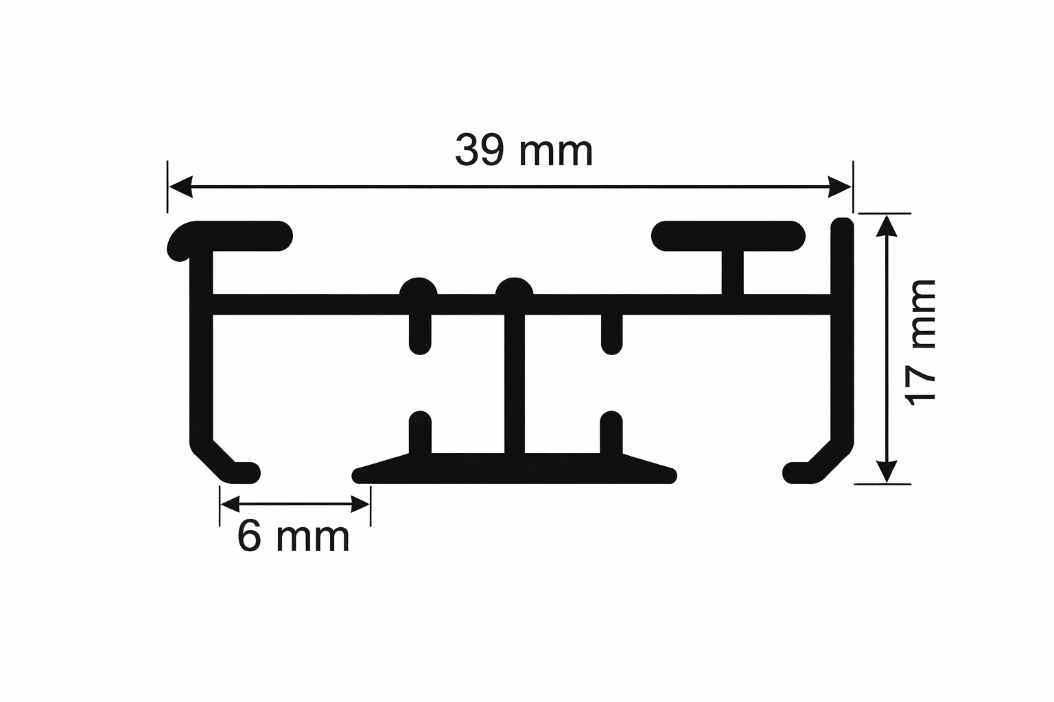 Aluminium Vorhangschiene schwarz 2lauf Modell 220