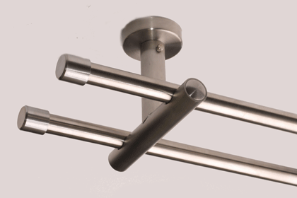 Gardinenstange Edelstahl 16mm doppelläufig mit Deckenträger Mode