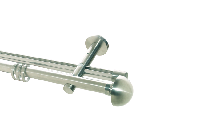 Gardinenstange Rohr/Innenlauf Edelstahl 20 mm Halbkugel doppel.