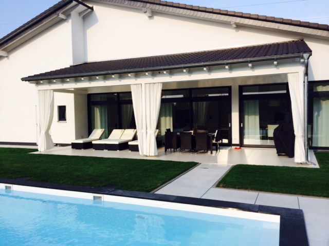 Outdoor Vorhang Poros nach Maß bis 290 cm hoch fix fertig genäht weiß 