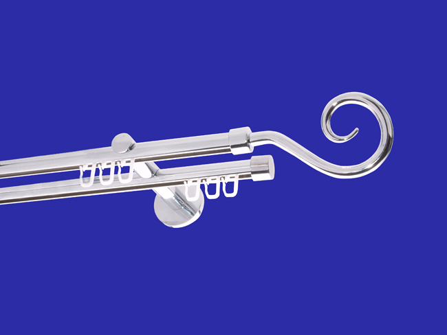 1087_0 Gardinenstange Innenlauf Chrom glanz Design 16mm Modell Roma